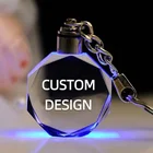 Key Wholesale Custom Logo 3D Laser Engraving Led Crystal Light Key Chain K9 Crystal Keychain Key Ring