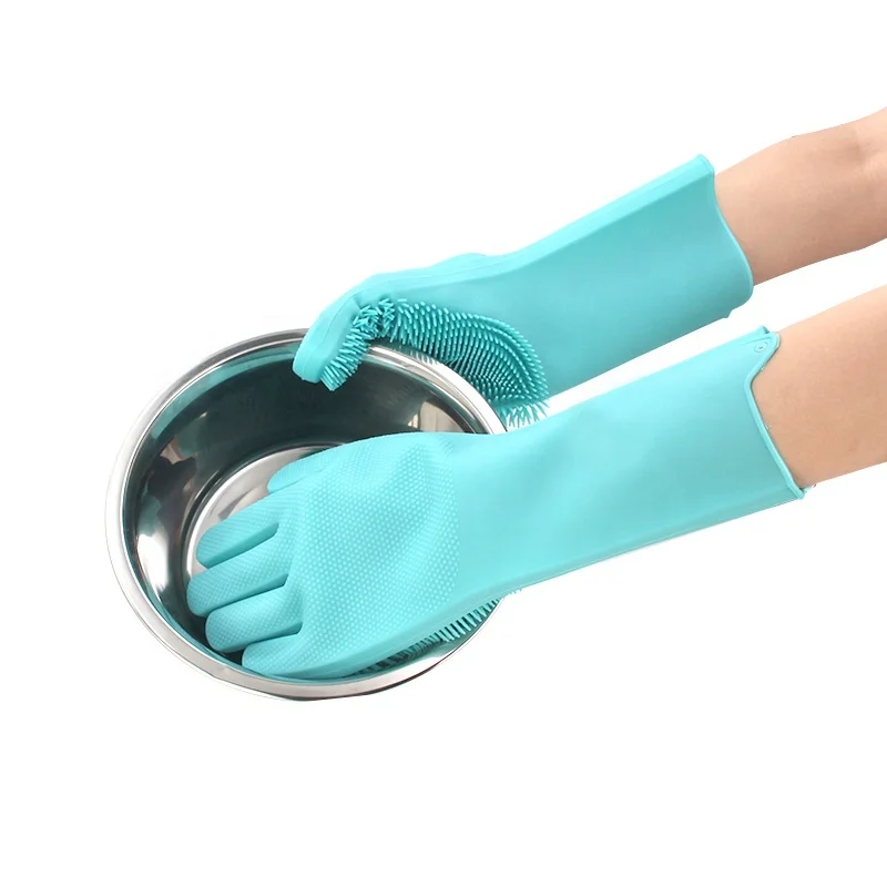 Wholesale Anti- Slip  Dish Washing  Tools  Silicon  Kitchen Cleaning Household Gloves