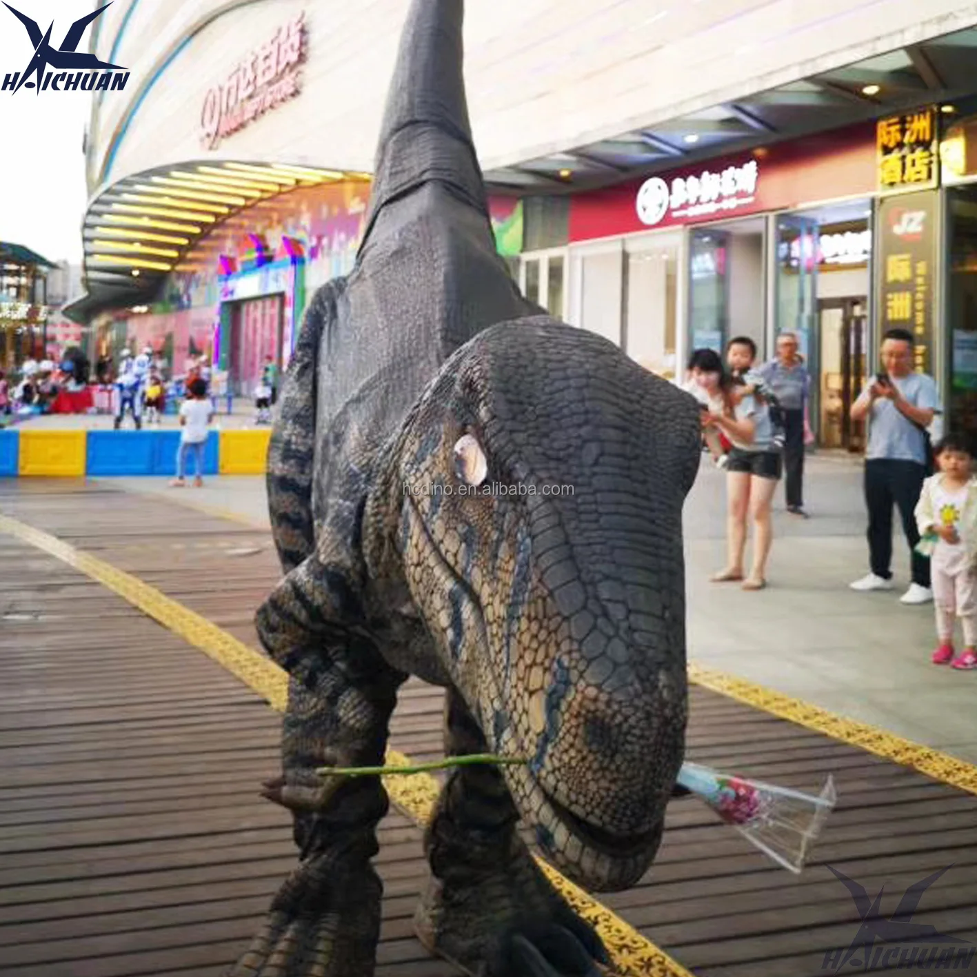 product haichuan custom full body dinosaur costume realistic raptor suit for adults life like animatronic velociraptor costume for sale-1