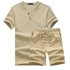Jogging Men 2 Piece Set Wholesale Blank Print Logo Mens Jogging Tracksuit Hemp Cotton 2 Piece Short Sets Men