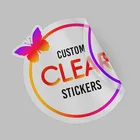 Label Customized Printing Stiker Hot Stamping Gold Foil Clear Vinyl Logo Label Transparent Sticker Paper