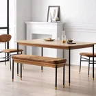 Dining Table Table Wood K/D Packing And Wood Material Nordic Dining Table With Brass Feet-19701