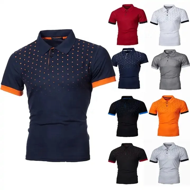 DEOLAX Mens Shirts Solid Color Dress Collar Mens Polo Shirts Short Sleeve Slim Fit Mens Golf Shirt