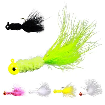 TOPWIN 0.9g 1.75g 3.5g fly fishing hooks marabou chenille jig feather hooks ice fishing crappie jigs heads rooster tail fishing