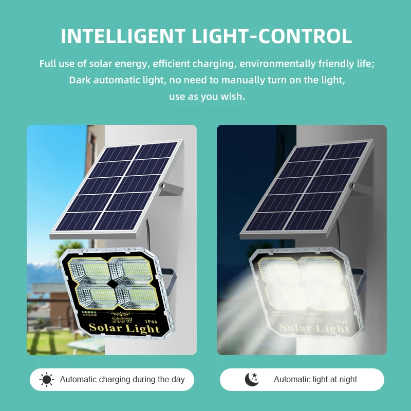 Outdoor solar Led floodlight and remote control 60w 100w 200w 300w 400w portable LED floodlight high brightness light source