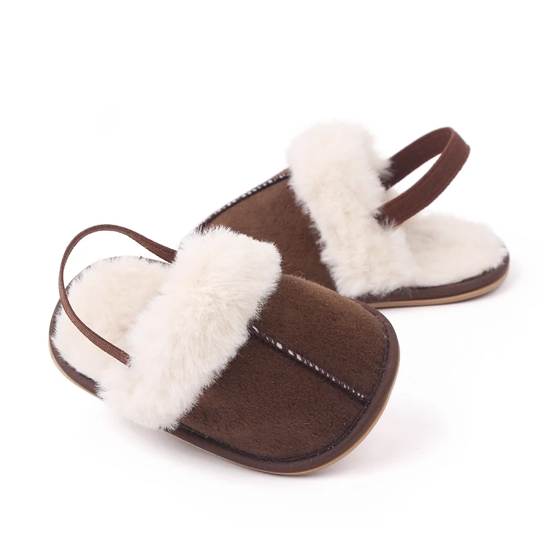 High Quality Add Plush Warm Baby Toddler slippers Anti-slip TPR Outsole manufacture