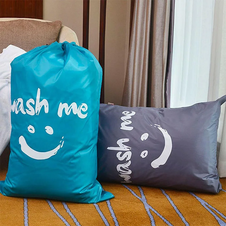Washable Dirty Clothes Storage Bag Travel Drawstring Nylon Laundry Waterproof Wash Bag