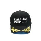 Black Caps 6 Panel Black Racing Cap Custom Design 3D Embroidered Olive Leaves Sport Cap