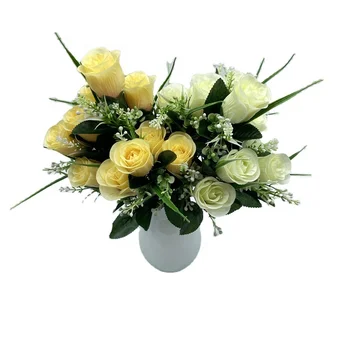 BS0056 Wholesale Customization Bouquet Artificial Flowers 12 French Yellow Roses Flower Bunches