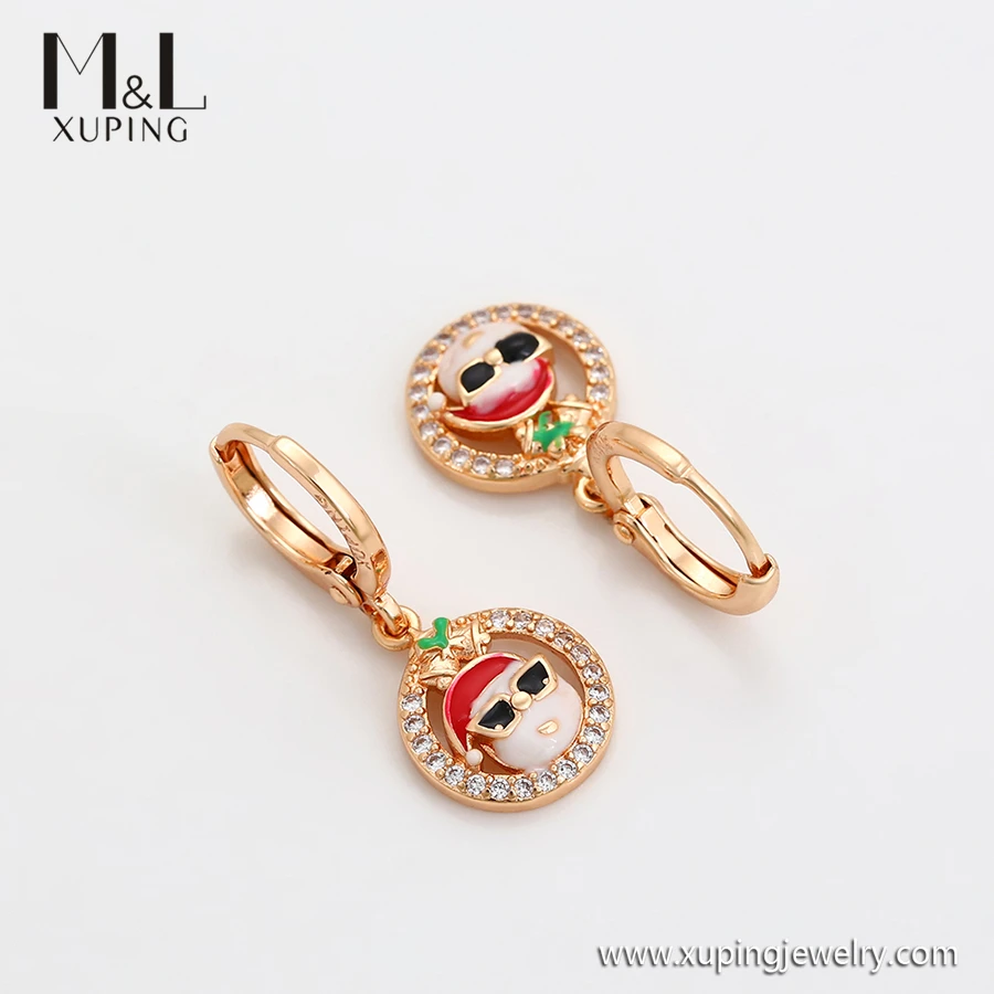 ML57059 XUPING ML Store Free sample Fashion jewelry 18K gold color Christmas Jewelry Lovely Santa Claus Gift Hoop earrings