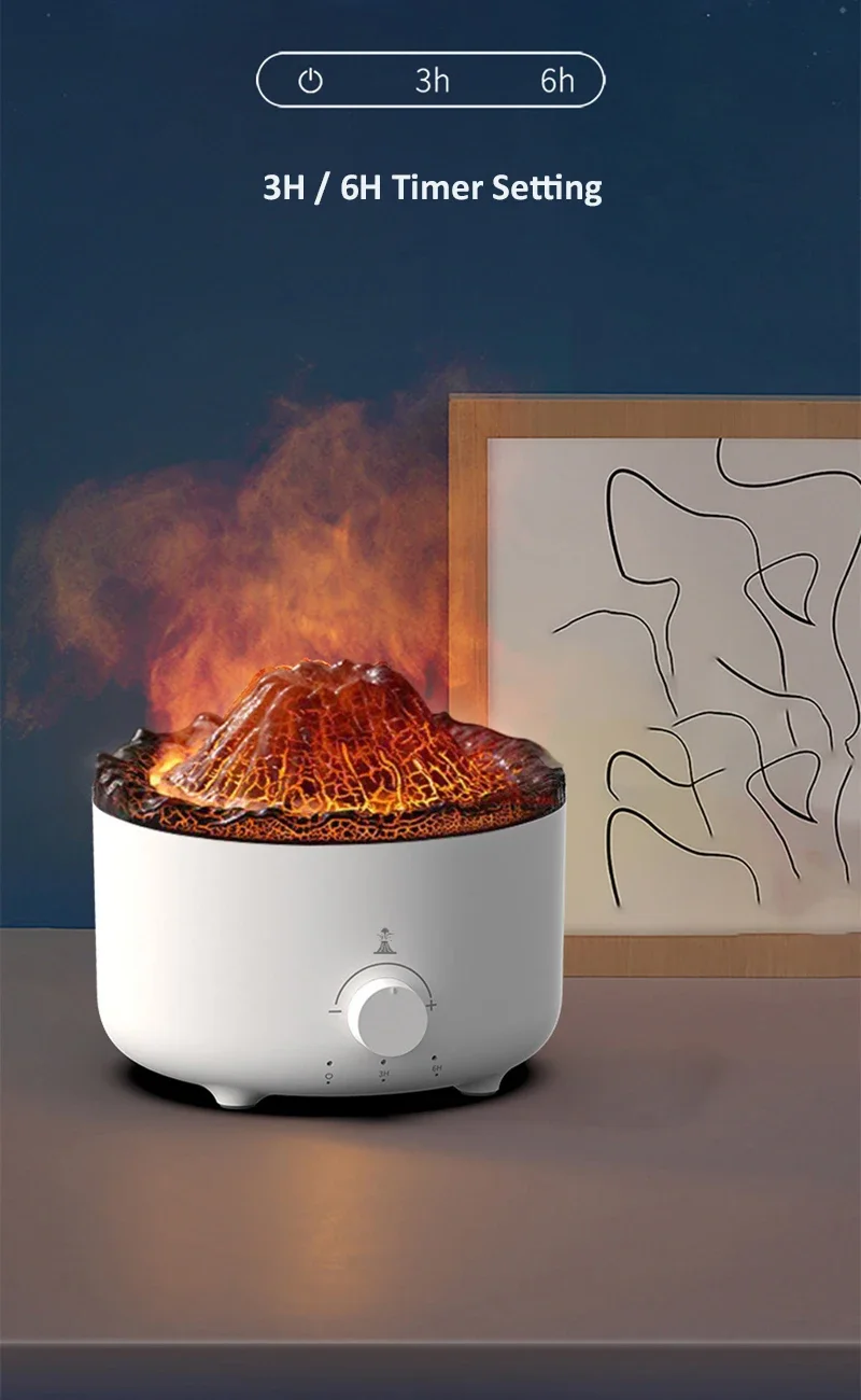 Volcano 3d Flame Aroma Diffuser Air Atomizer Stove Fire Effect