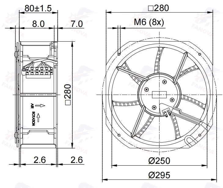 Axial Flow Fans, FW3G250-2AGS-90, 250mm, IP55, 230V - detail 14