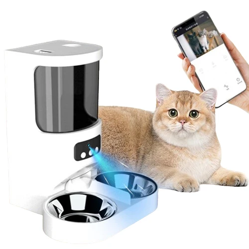 Wholesale double plate auto video camera dog cat food dispenser 4 L automatic smart pet feeder