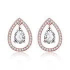 Earrings Gemstone Earring Teardrop Hollow Full Cubic Zircon Stud Earrings Dark Blue Gemstone Jewellery Dangling Earring