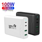 Table Charger Desktop Charger 100W QC3.0 Type C PD 4 Multiport Desktop USB Phone Table Charger Charging Station