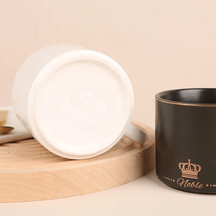 Gloway Oem Tableware Breakfast Nordic Sublimation Coffee Mug Gift Ceramic Luxury Coffee Cup Set With Saucer Tray And Metal Spoon
