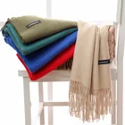 Scarf Wholesale Solid Brushed Custom Logo Cozy Warm Women Winter Cashmere Shawl Scarves Scarf For Women