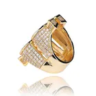 Gold Men's Ring High Quality Zircon Plating 18K Gold Hip Hop Men's Ring
