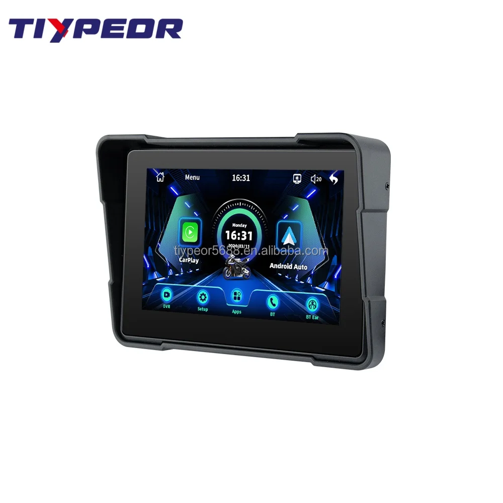 product tiypeor portable motor navigator wireless motorcycle carplay navigation 5 inch android auto motorcycle gps with carplay-5