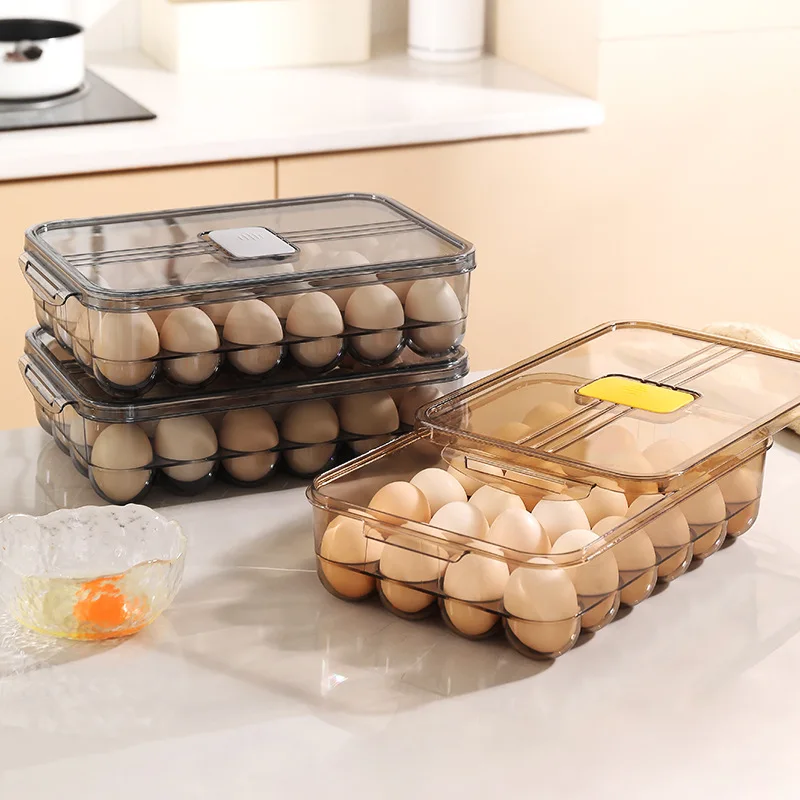 Stackable Egg Organizer Bins Lid BPA-free Egg Tray Holder Transparent Egg Container