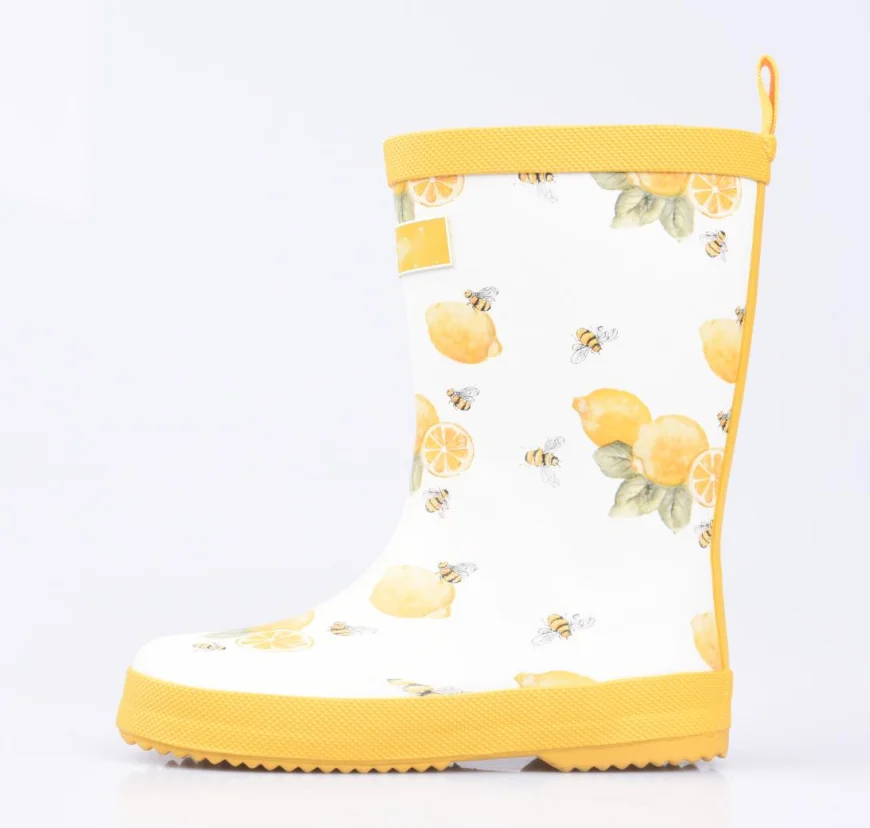 lemon rain boots