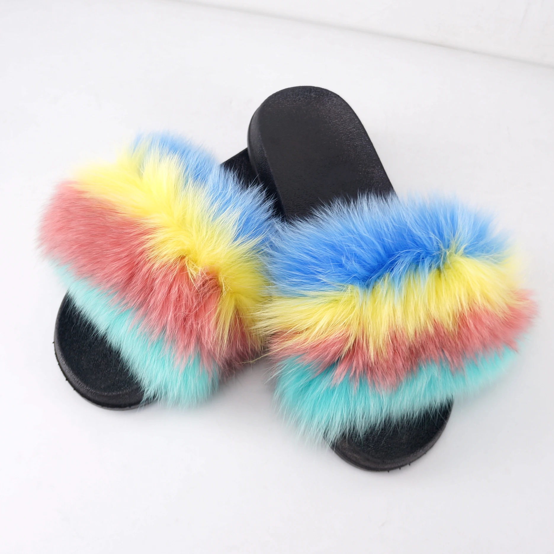 racoon fur slides wholesale