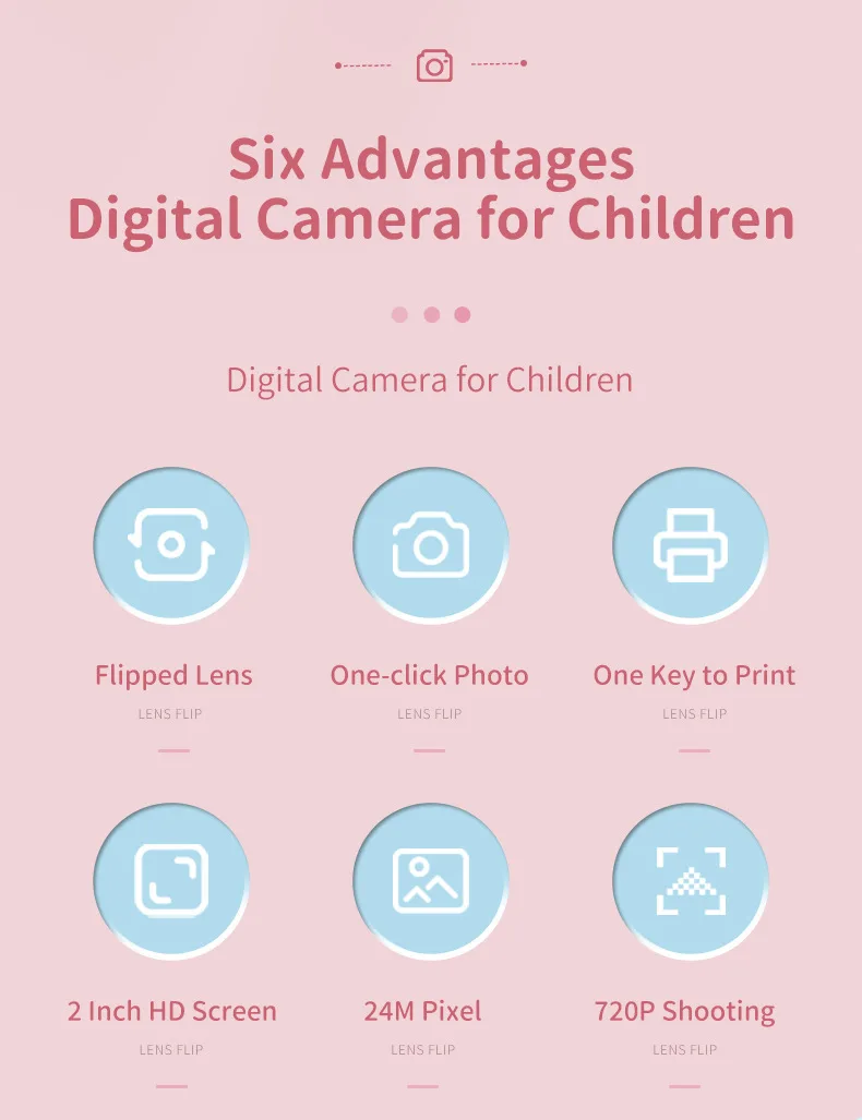 Instant Print Camera for Kids Christmas Birthday Gift Girls Boys HD Digital Video Portable Toy Age 3 4 5 6 7 8 9 10 with SD Card