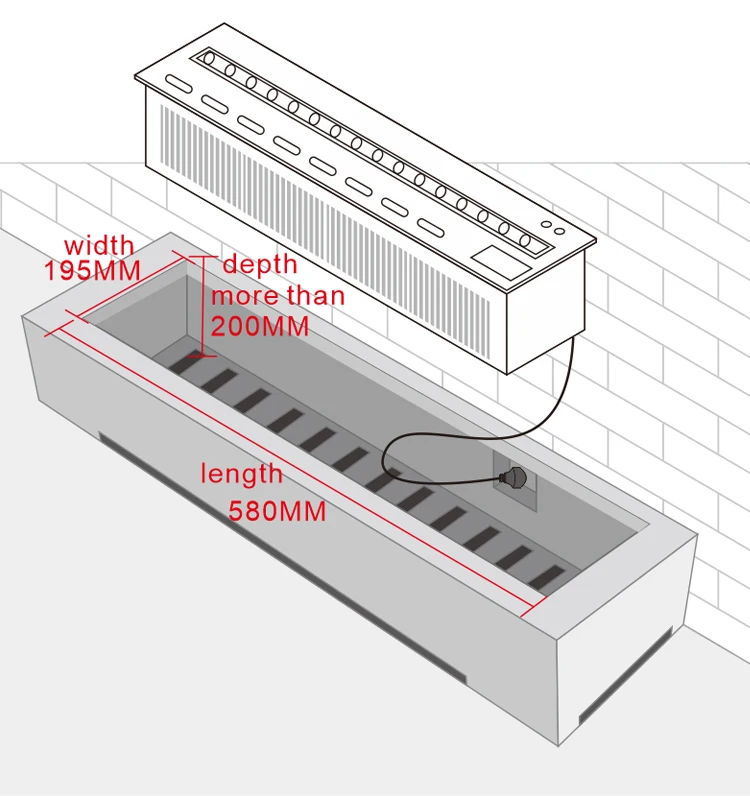 Electric Fireplace, 700MM, Steel - detail 8