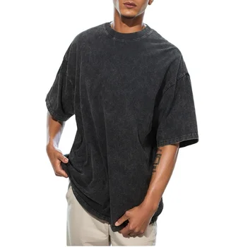 Wholesale Manufacturer Heavyweight Street Wear Acid Washed Men's T-shirt Oversized Vintage Unisex Short Sleeve Tshirt For Men
