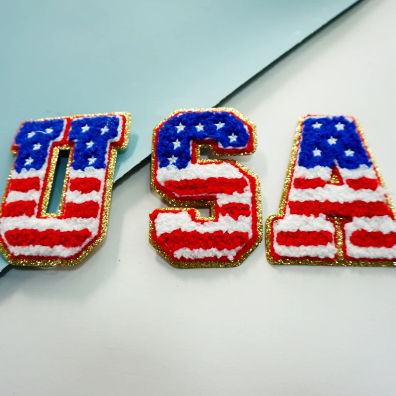Good quality letter iron on patches custom embroidery designer patches iron on pink letters for hats