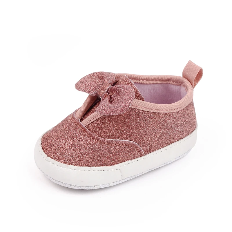 0-12 Months Spring and Fall Baby Solid Color Bow Toddler Shoes Glitter Infants Toddler Shoes details