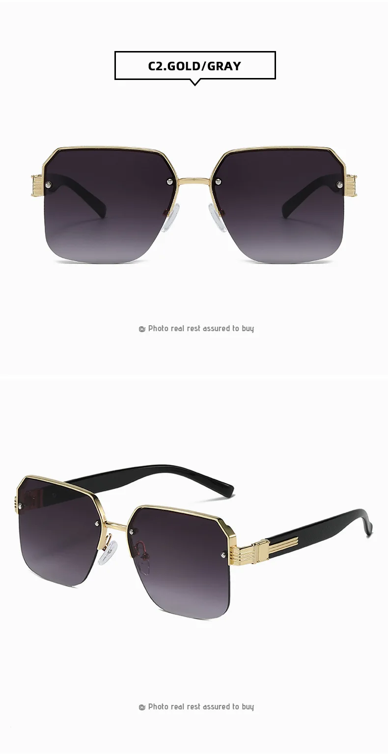 Gwtnn Oem Gafas Sol Metalicas New Metal Half Frame Cut Edge Catwalk