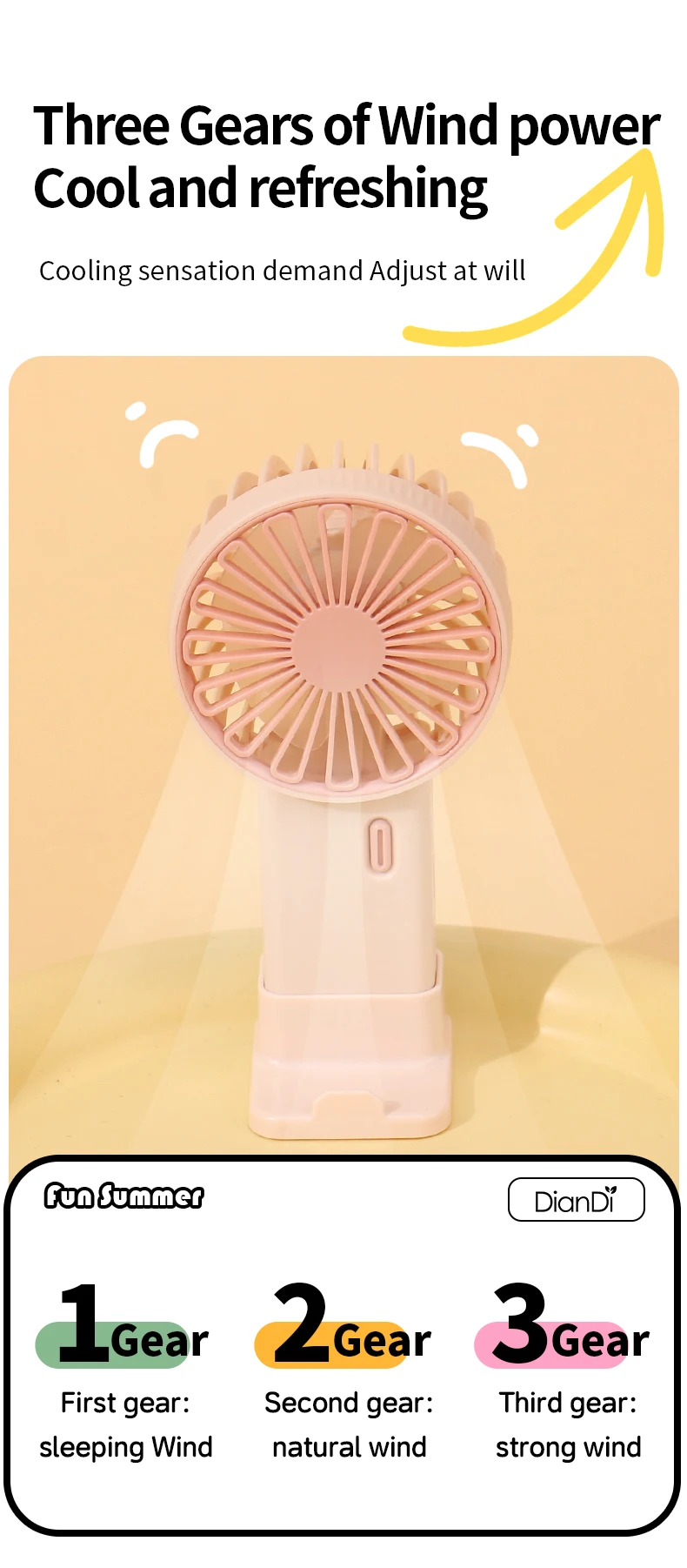 Charging Plastic Three-speed Fan, DD8112, USB, Portable - detail 16