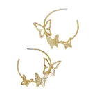 Earrings Hoop Gold Earrings Brass Hoop Earring Custom Huggie Womens Butterfly Earrings Hoop Gold Jewelry
