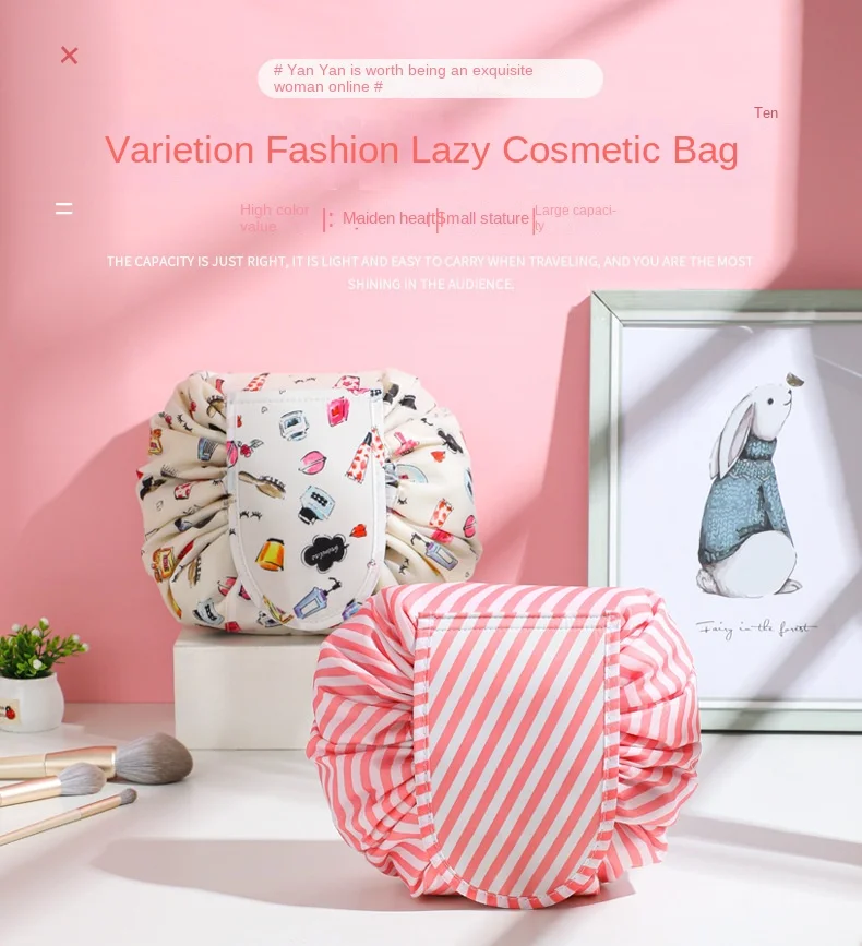 Custom Large Capacity Travel Makeup Bag with Lazy Design, Fashionable and Portable Organizer for Women's Beauty and Essentials