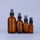 1 Ml Spray Pump Bottle 0.5 1 2 Fl Oz 30 Ml Amber Blue Essential Oil Packaging Glass Boston Bottle With Spray Pump Cap