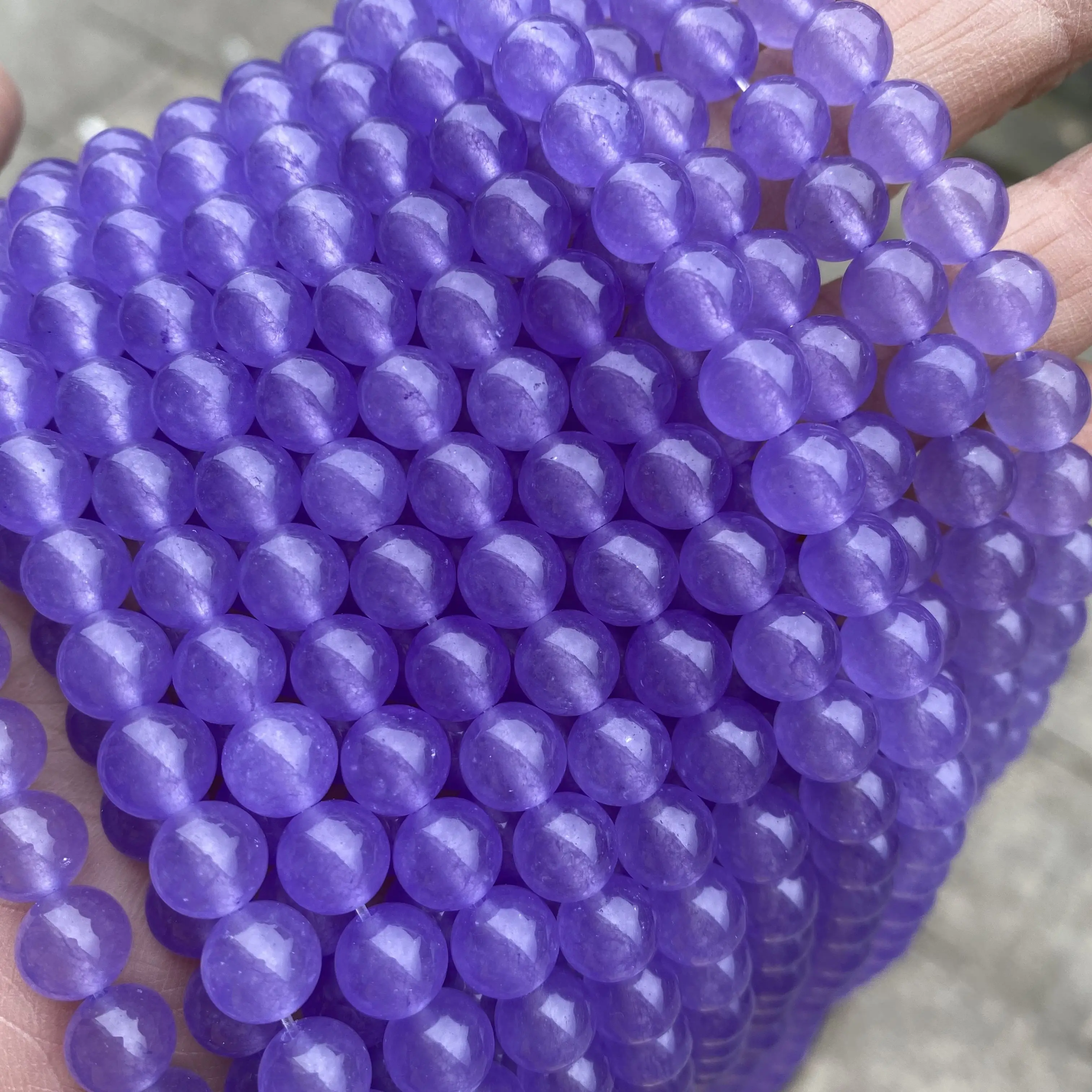 Round Purple Jade Stone Beads For Jewelry Making Necklace Bracelet Strand 15"DIY 