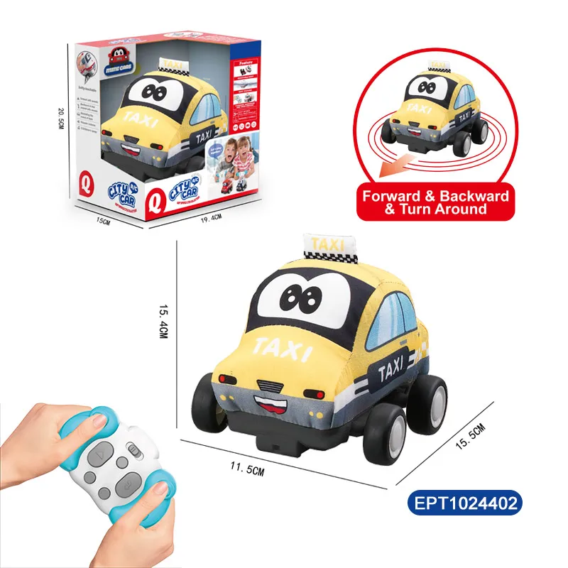 EPT Hot Selling New Arrival Children's Education Toy Car 3CH Infrared Ray Cloth Plush Remote Control Taxi Car Toy With Music