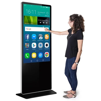 Free Standing 55 inch Interactive Digital Signage Display Totem Full HD 1080P LCD Monitor Touch Screen Kiosk Advertising Screen