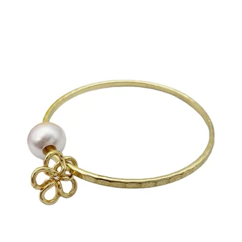 hawaii white pearl bead custom bangle bracelet