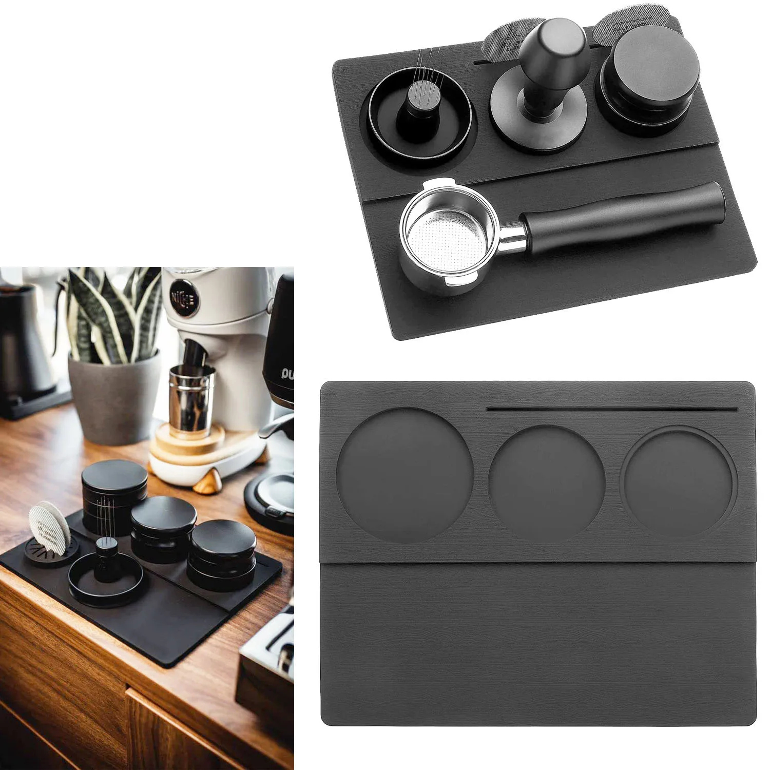 Espresso Tamping Mat Tamper Coffee Grinder Pad Food Grade Silicone Bar Black Barista Tools Accessories Pad Corner Coffee Tools