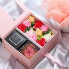 Newish Valentine's Day Birthday Pink Clamshell Love Letter Box Immortal Flower Soap Set Gifts Box For Women