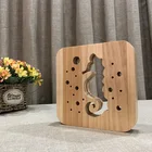 Night Light Personality Creative Decorative Lamp Cartoon Animal Solid Wood Hollow 3D Night Light