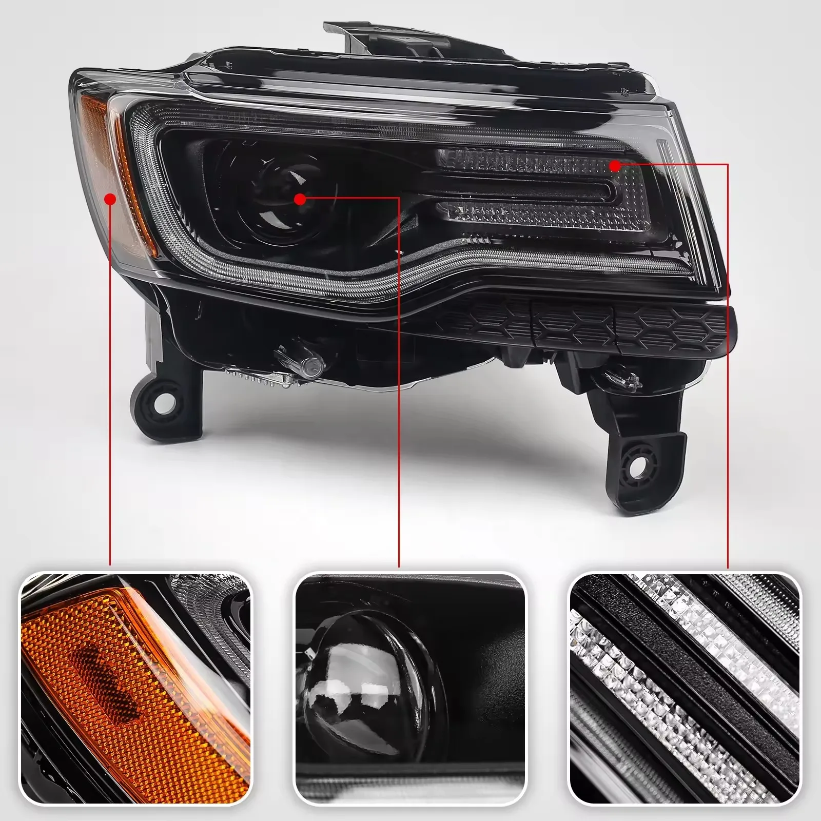 sản phẩm đèn pha trước xe hơi hid phiên bản usa đèn pha cho xe jeep grand cherokee 2017 2018 2019 2020415-35