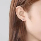 18 K Gold Earring Women Simple Tiny Steriling Silver 18 K Gold Plated Small Star Rhinestone Stud Earring