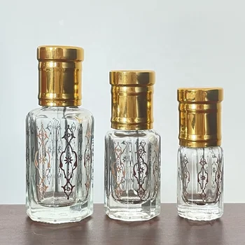 Boming wholesale attar customize engraving 3ml 6ml 12ml glass stick octangle empty essential oil bottles