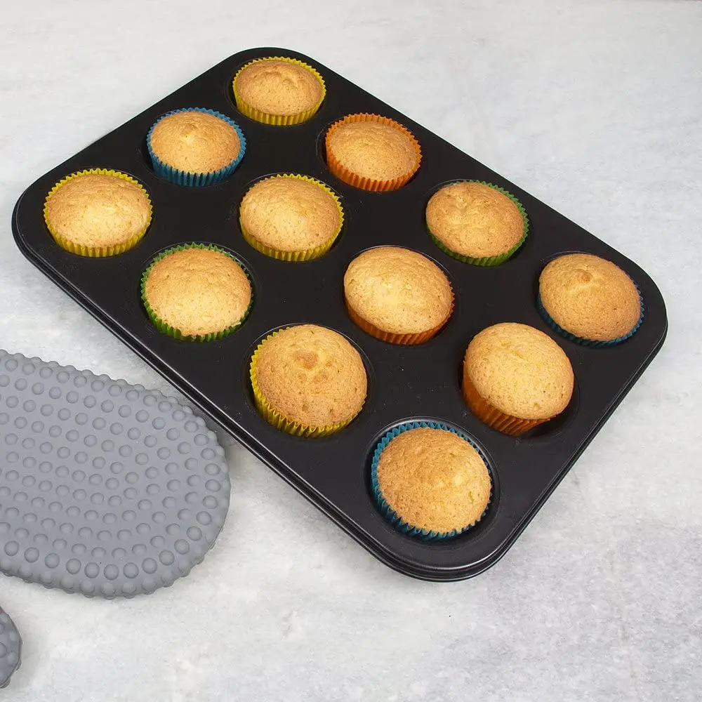 Hot Sell 12 Cups Non-stick Metal Stainless Steel Mold Egg Tart Baking Dish Muffin Cake Mould Baking Cake Tools Tray Pan