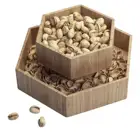 Bamboo Double Dish Snack Bowl Serving Dish For Pistachios Peanuts Sunflower Seeds Fruit Olives