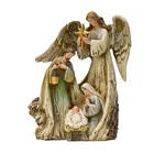 Family Hot Sale Resin Angel Statue Praying With Holy Family Under Star For Tabletop Figurine