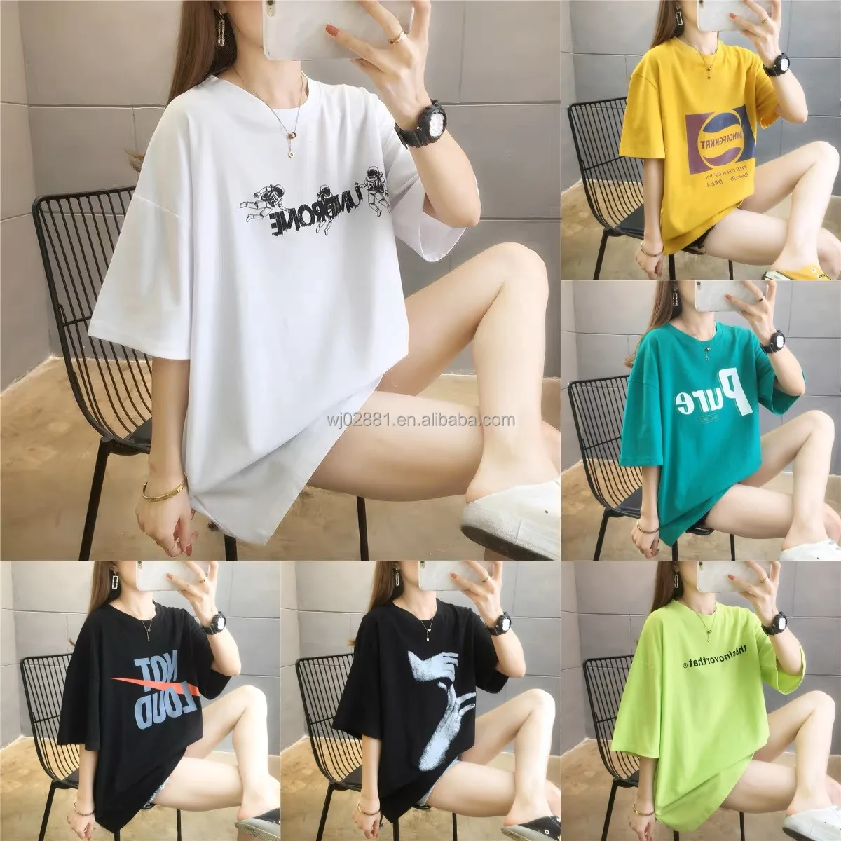 Cheap Loose Short Sleeve Factory Supplied Women's T-Shirt Summer Solid Round Neck Short Sleeve Loose Casual T-Shirt